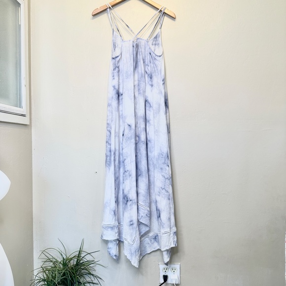 Rachel Zoe Linen Blend Tie Dye Pattern Lace Waterfall Summer Swim Coverup Dress - Picture 5 of 12